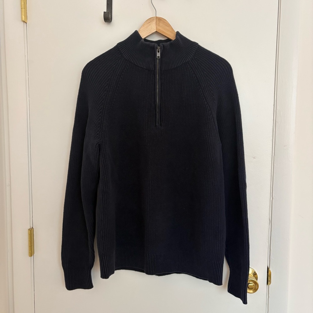 GAP Men's Navy Half-Zip Mock Neck Sweater